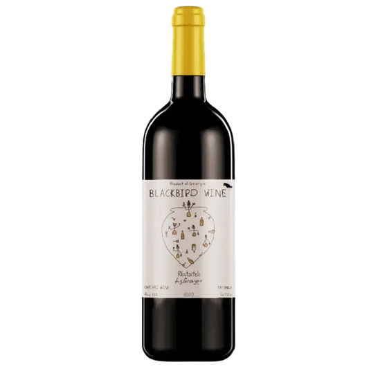 Flasche georgischer Orangewein Kardanakhi Estate Blackbird Rkatsiteli Qvevri – traditionell im Qvevri gereifter Rkatsiteli mit komplexem, tanninreichem Geschmack und Noten von Trockenfrüchten.